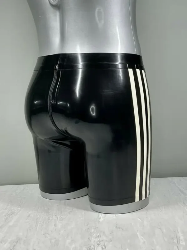 Latex Black Striped All Round Zip Shorts