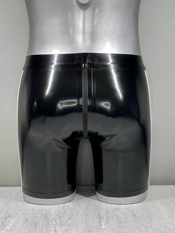 Latex Black Striped All Round Zip Shorts