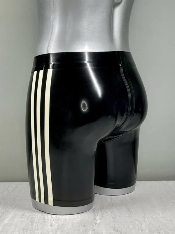 Latex Black Striped All Round Zip Shorts