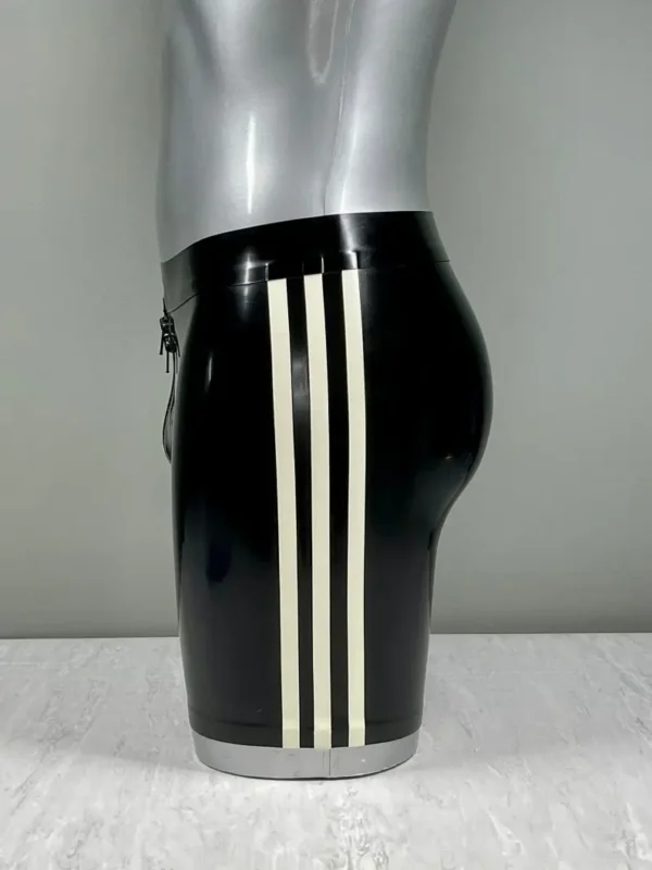 Latex Black Striped All Round Zip Shorts