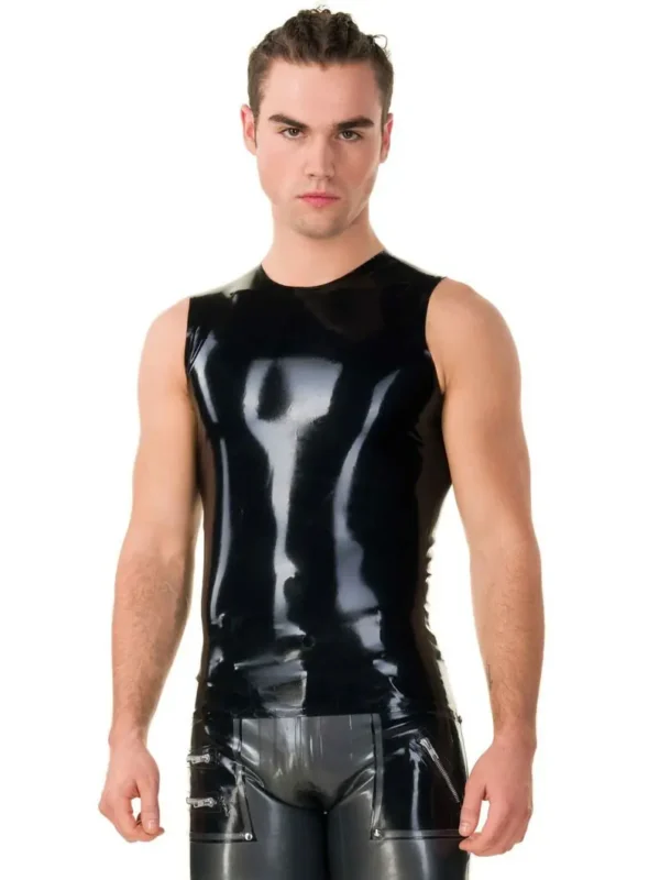 Latex stylish men's sleeveless tank top