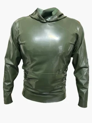 Olive Green Latex Hoodie Jacket