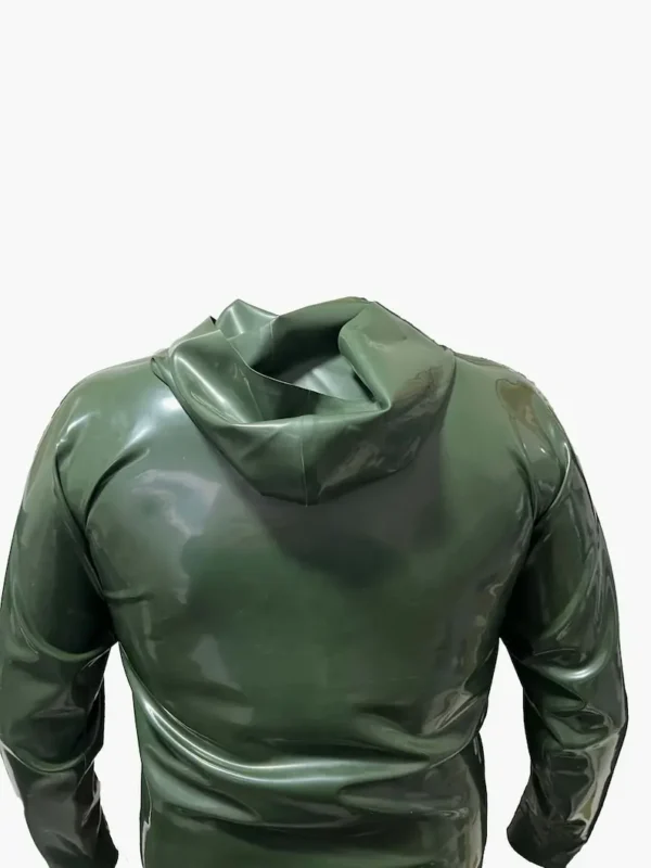 Olive Green Latex Hoodie Jacket