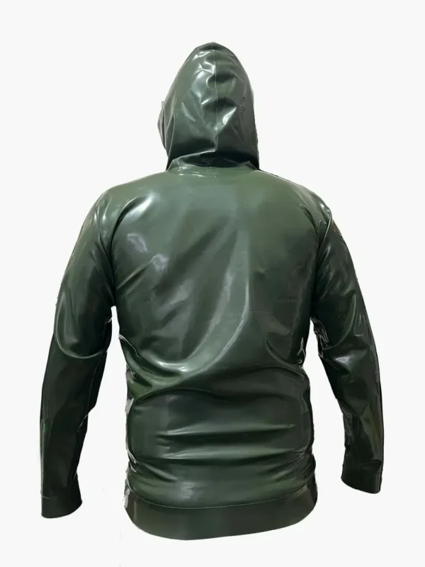 Olive Green Latex Hoodie Jacket