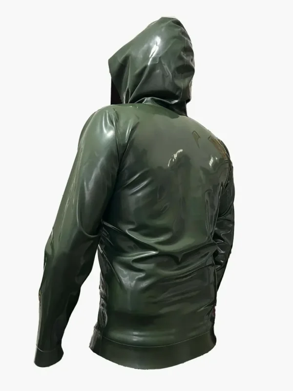 Olive Green Latex Hoodie Jacket