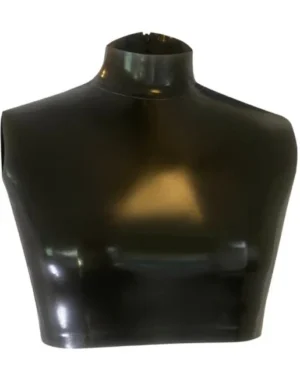 Men's Zip Front Cropped Latex Black Vest - Standard Sizes