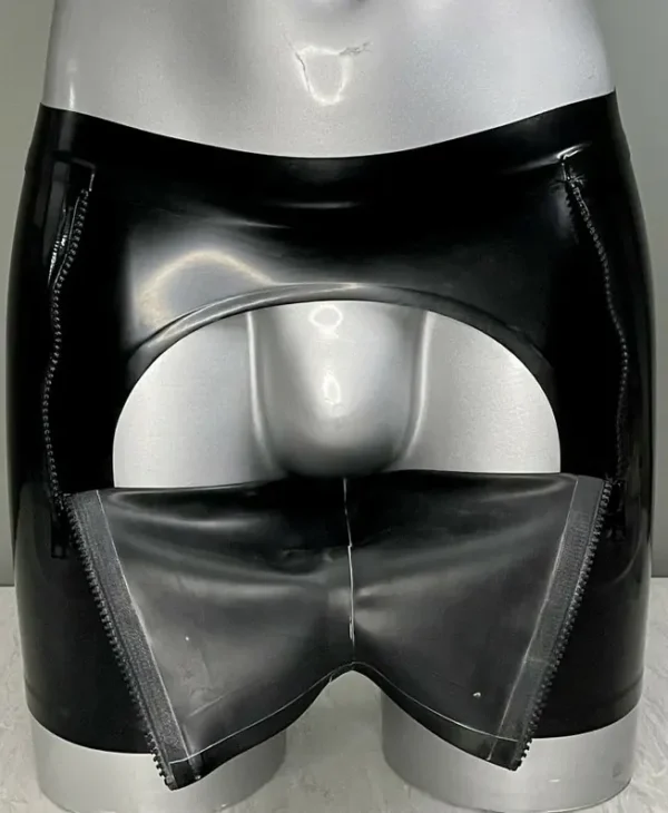 Latex Black Sailor Front Shorts