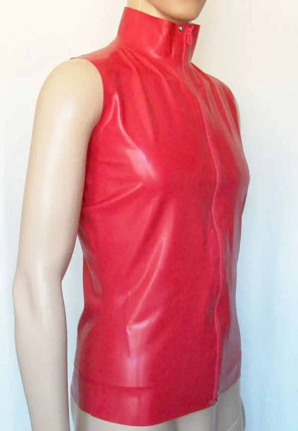 Latex Red top men's sleeveless, zipper