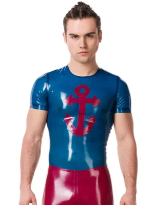 Latex sailors anchor Translucent blue T-Shirt