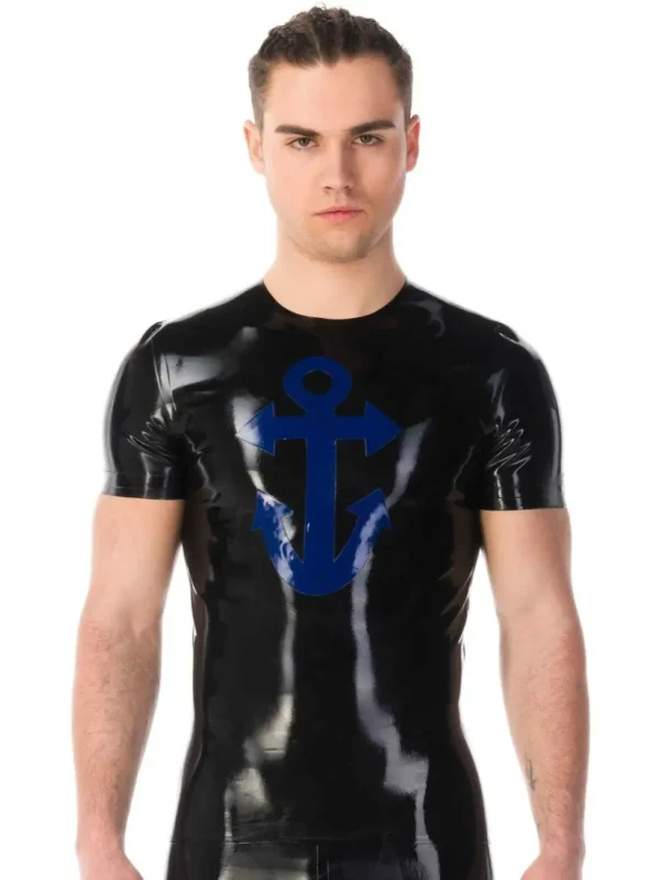 Latex sailors anchor Translucent blue T-Shirt