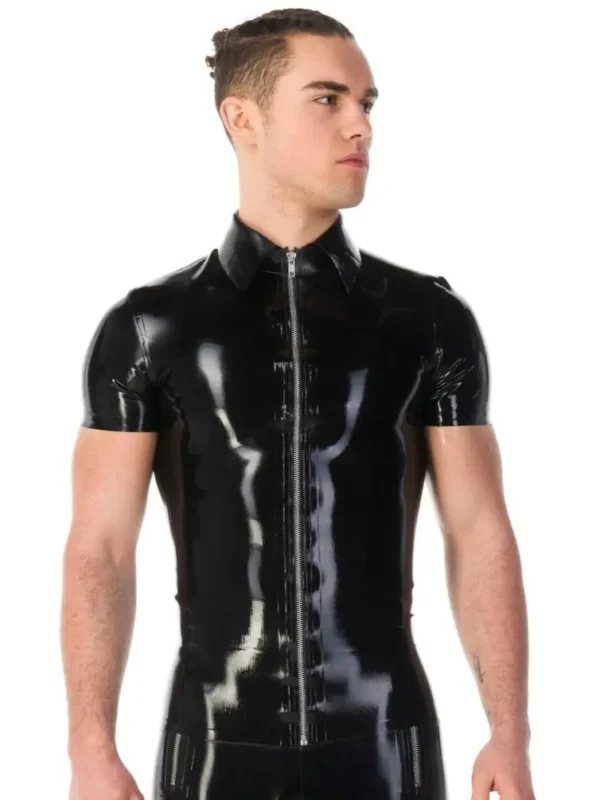 Latex Translucent Black Shirt (Short Sleeves)