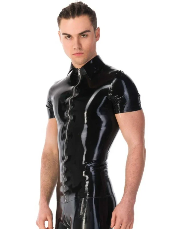 Latex Translucent Black Shirt (Short Sleeves)