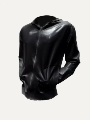 Latex Hooded Zip Front Jacket Hoodie