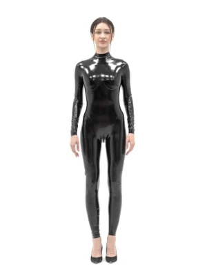 Latex Black Back Zipper Catsuit