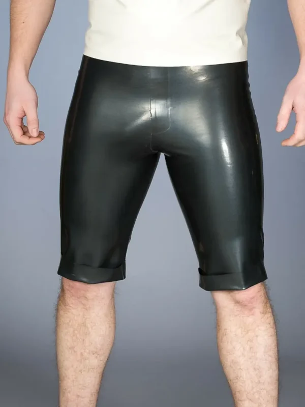 Latex Metallic Pewter Turn Up Short