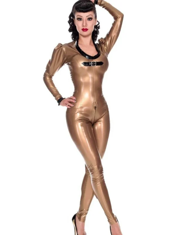 Gorgeous Eye-Catching Scoop Neckline Latex Catsuit