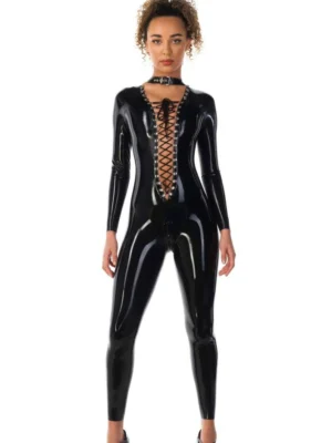 Buckle Latex Two-Tone Catsuit