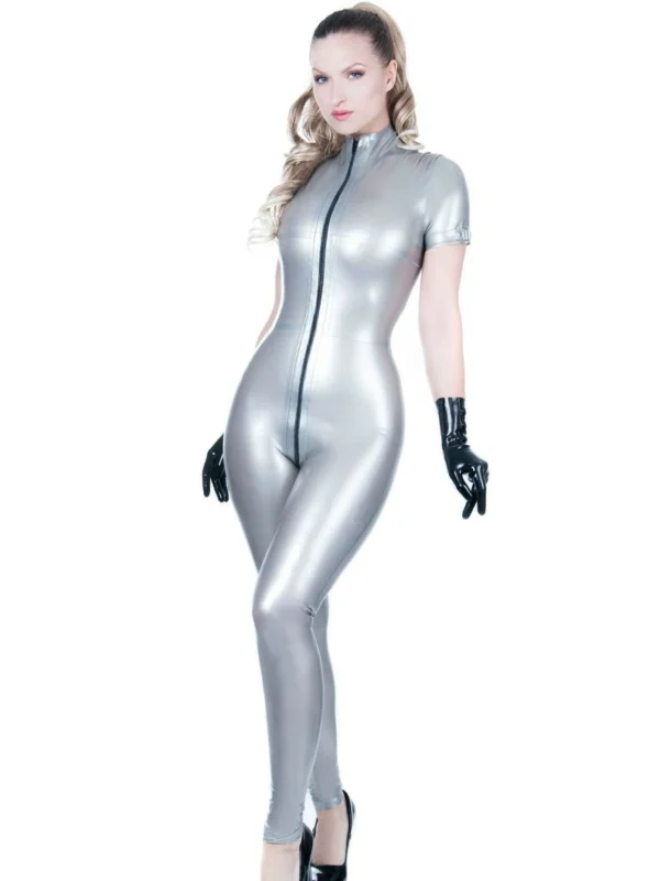 Zip Front High-Necked Latex Catsuit