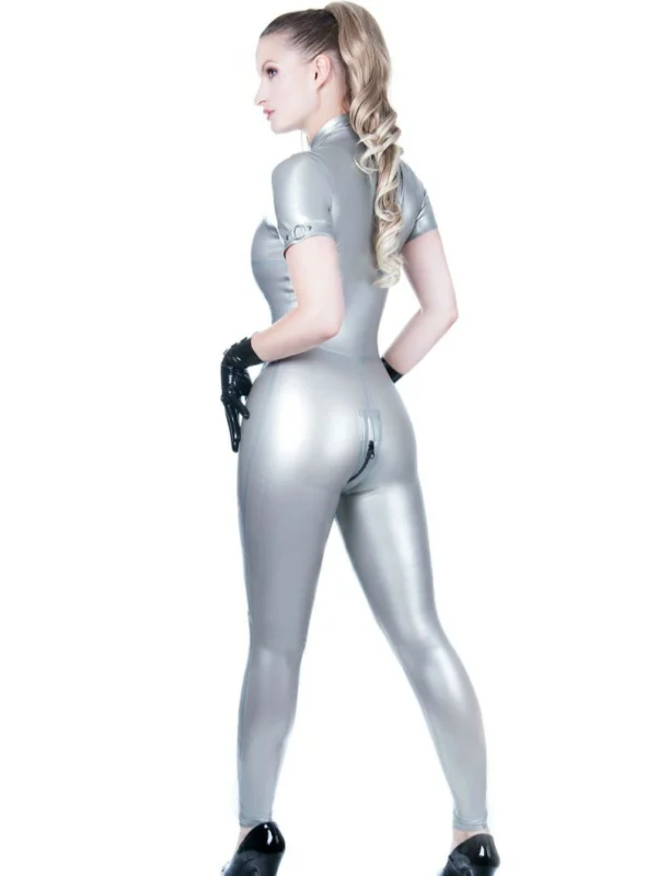 Zip Front High-Necked Latex Catsuit