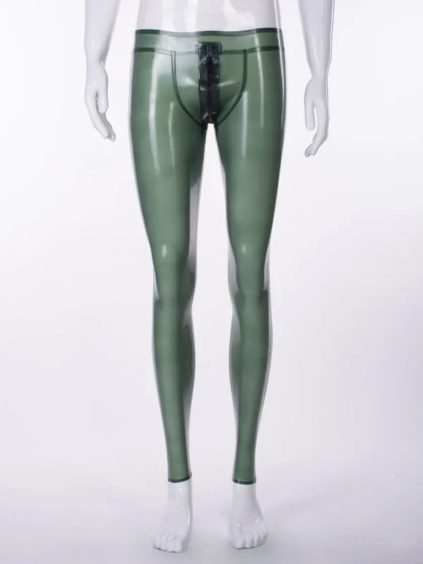 Men olive green latex pants