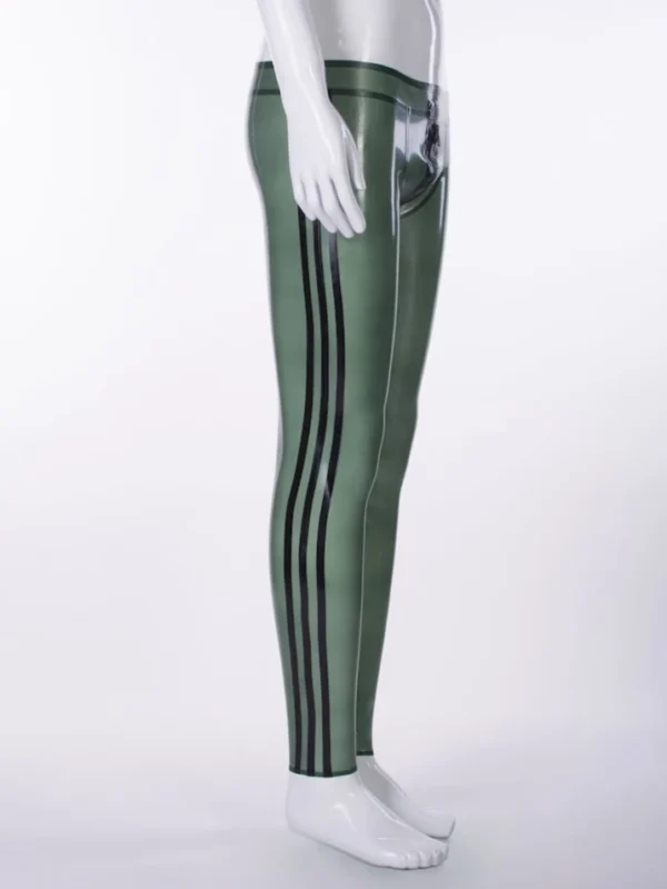 Men olive green latex pants