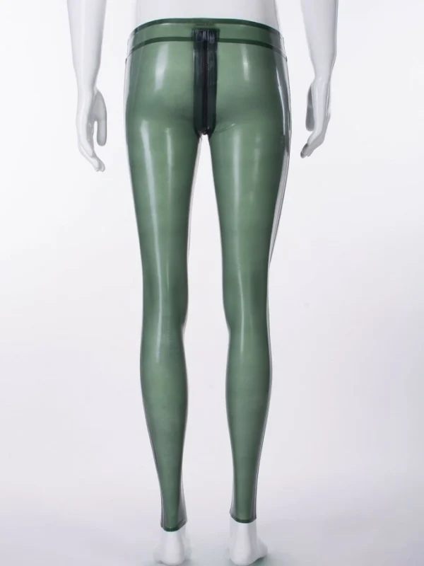 Men olive green latex pants