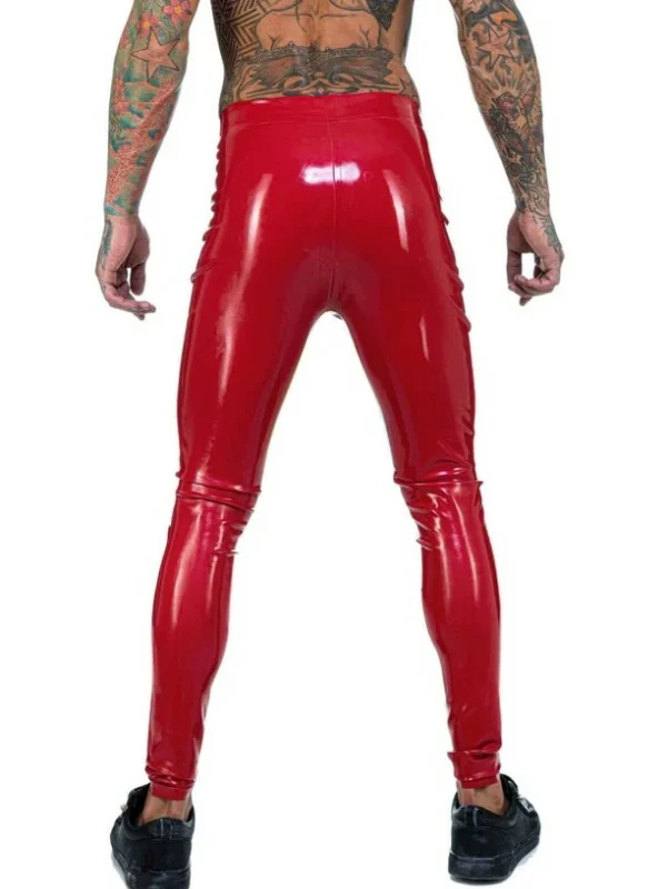 Men's Twin Zip Latex Black Leggings