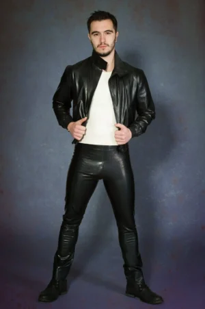 Latex Black Slim Fit Trousers