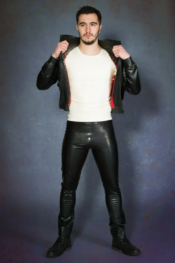 Latex Black Slim Fit Trousers