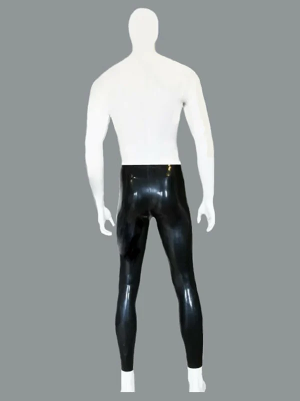 Rubber Latex Black Leggings pouch front Zip.