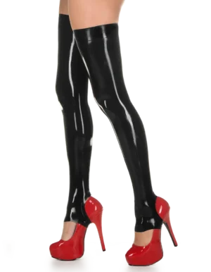 Latex Black Suspender Tights