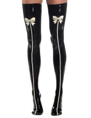 Latex Black Frontline Stockings (with bow)