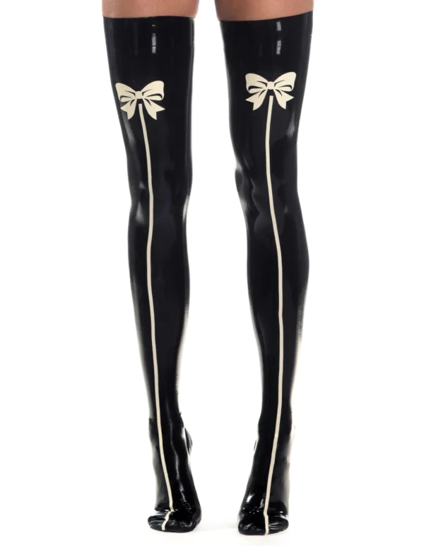 Latex Black Frontline Stockings (with bow)