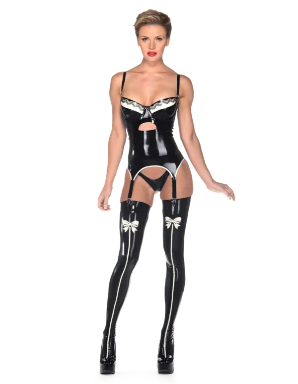 Latex Black Frontline Stockings (with bow)