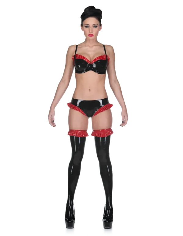 Latex Black Frou-Frou Stockings