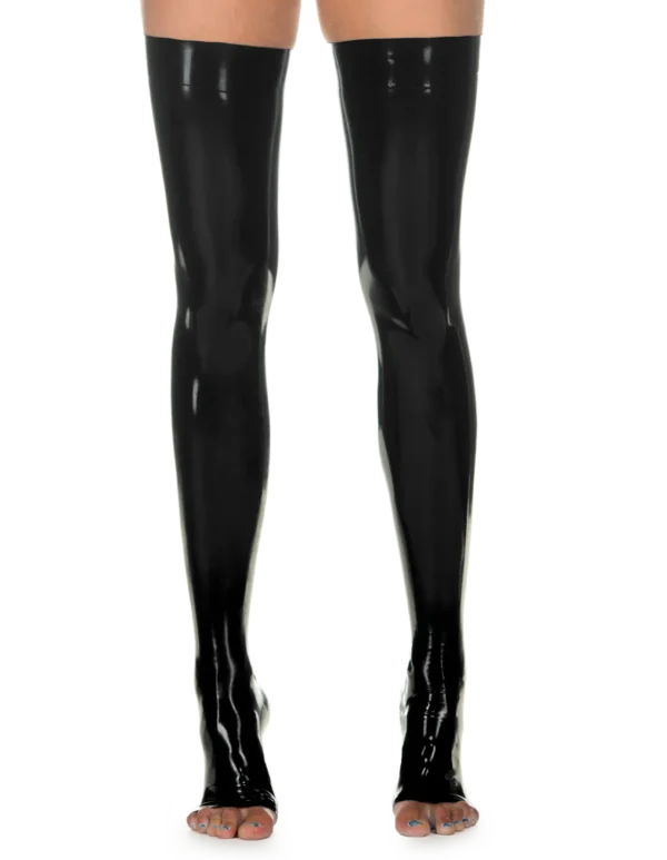 Latex Black Footlights Stockings