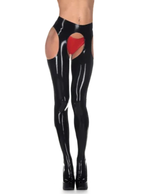 Latex Black Stirrup Stockings