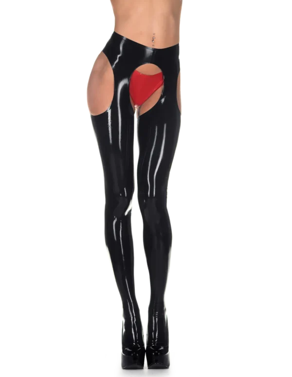 Latex Black Suspender Tights