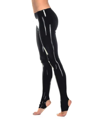 Latex Black Stirrup Tights