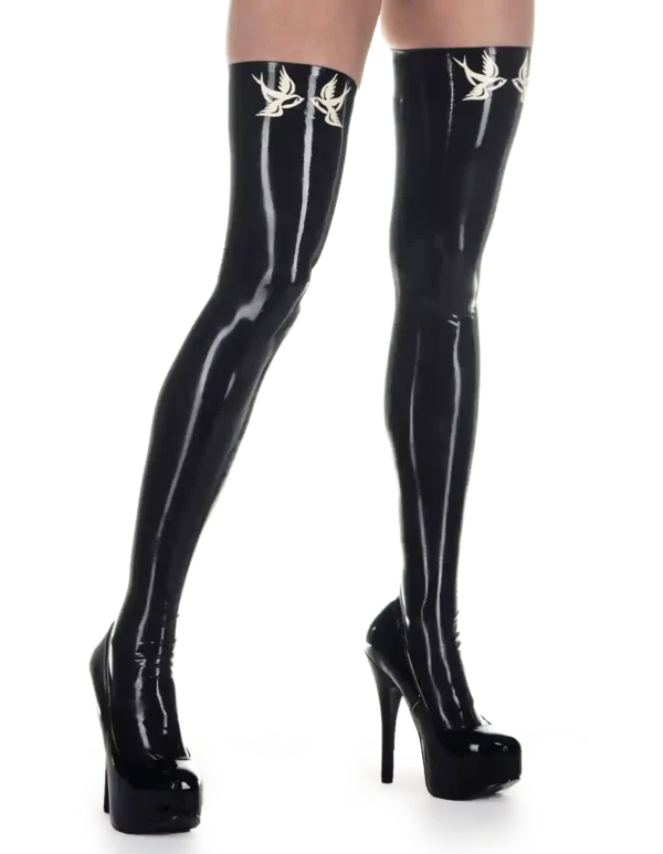 Latex Black Hirondelle Stockings