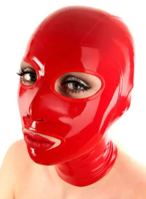 Red QWL/Hoods Natural Latex Open Eyes Mouth with Nose Holes Mask