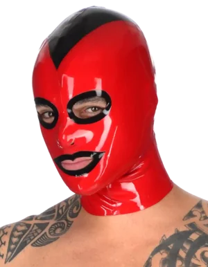 Red QWL/Hoods Natural Latex Open Eyes Mouth with Nose Holes Mask