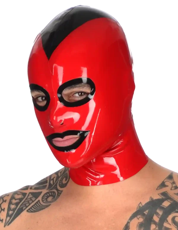 Mens Latex Hood Back Zipper Rubber Mask Clubwear Cosplay Cosutme BDSM Fetish