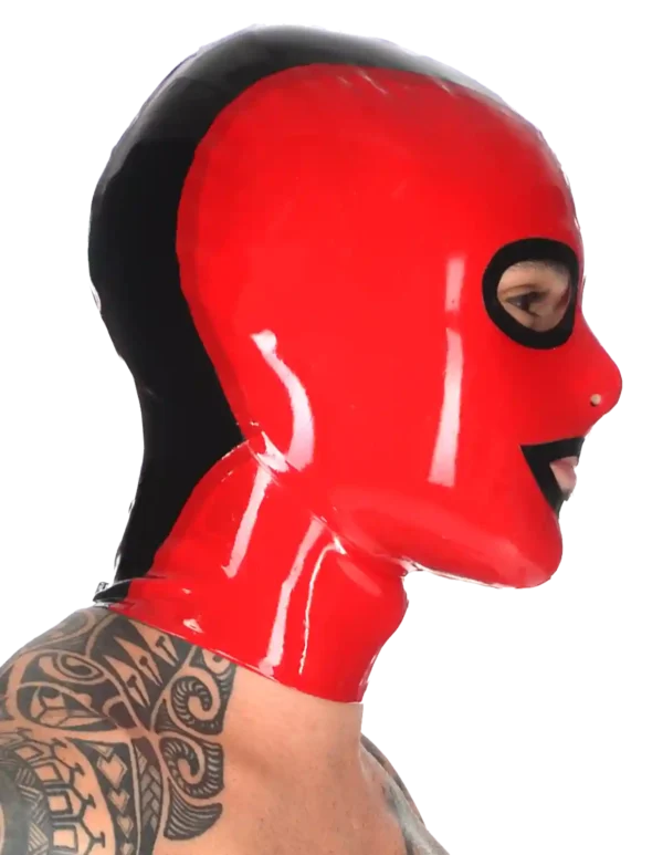 Mens Latex Hood Back Zipper Rubber Mask Clubwear Cosplay Cosutme BDSM Fetish