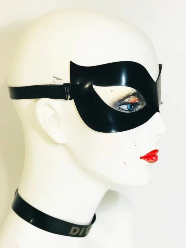 Black Latex classic cat eye mask