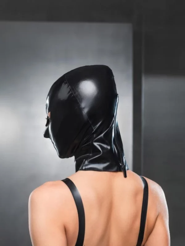 Black Latex Mask Open Eyes with Zipper