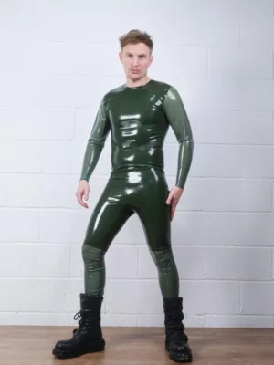 Mens Latex Long Transparent Sleeve Top