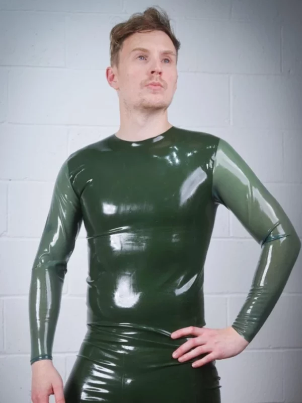 Mens Latex Long Transparent Sleeve Top