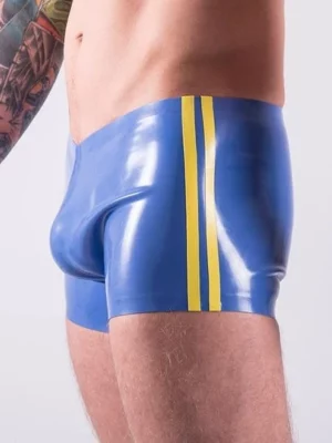 Mens Latex Shorts With Red Trim