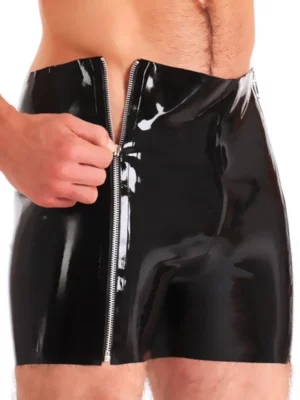 Mens Latex Side Zip Shorts